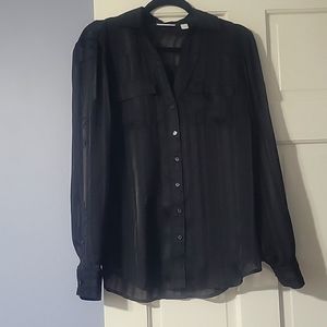 New York & Company black sheer Blouse Shirt small